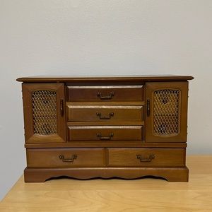 Vintage Gunther Mele 1970’s Wooden Musical Jewelry Box Organizer Cabinet